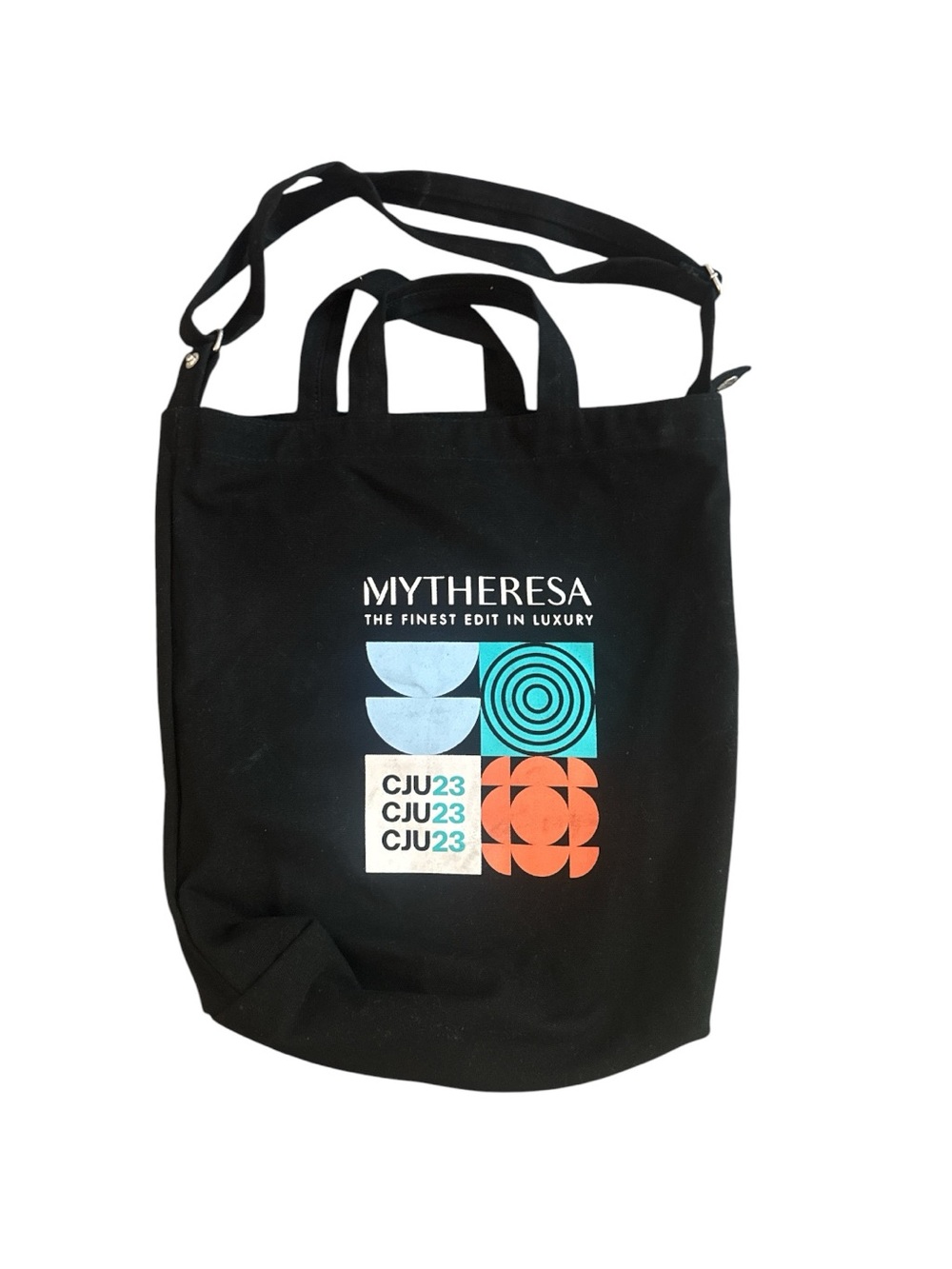 BAGGU MYTHERESA The Finest Edit in Luxury Black Canvas Tote Shoulder Bag Purse